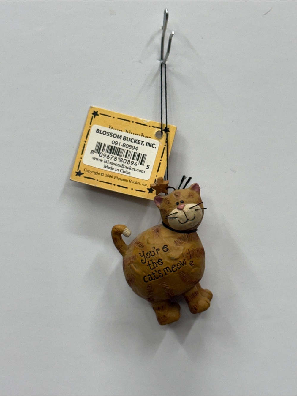 Blossom Bucket Brown Cat Ornament – 'You're the Cat's Meow'